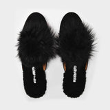 Foxy Slides in Black Suede Leather