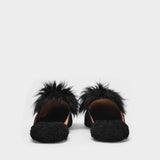 Foxy Slides in Black Suede Leather