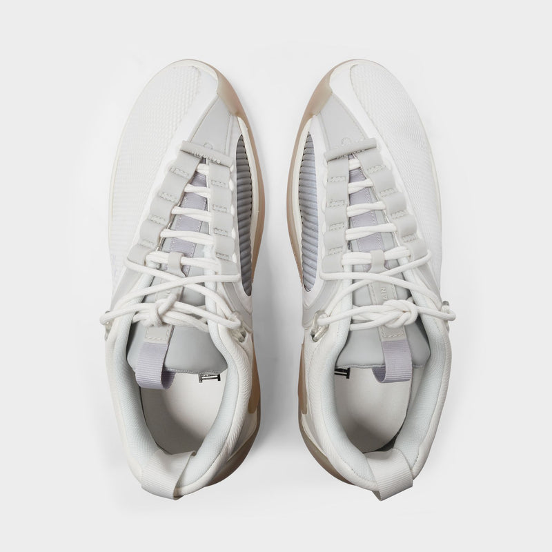 B-Runner Sneakers in White Leather and Mesh