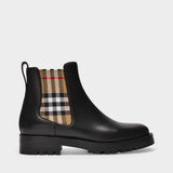 Allostock Check Boots in Black Leather