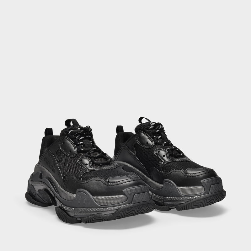 Triple S Sneaker In Metallic Black Polyester