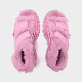 Strap Sandals in Pink Mesh and Fur