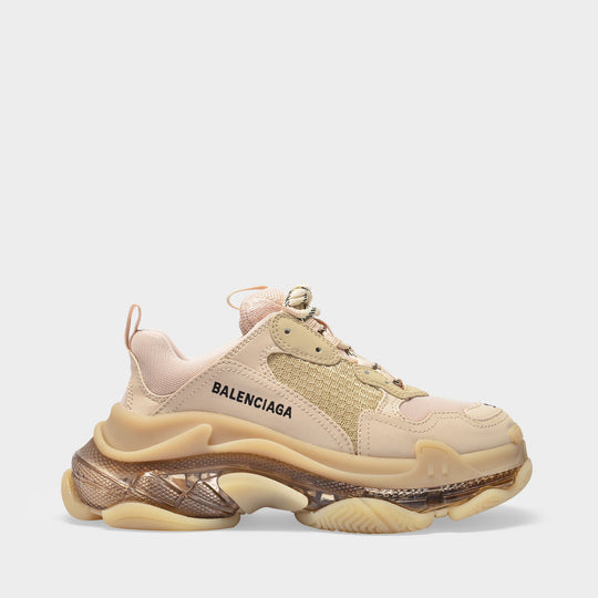Triple S Clear Sole Sneaker in Nude Fabric