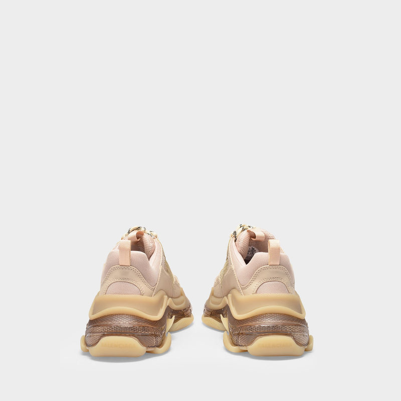 Triple S Clear Sole Sneaker in Nude Fabric