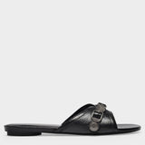 Cagole Sandals in Black Leather