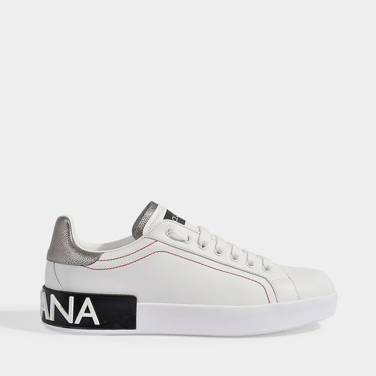 Portofino Sneakers - Dolce & Gabbana - White/Silver - Leather
