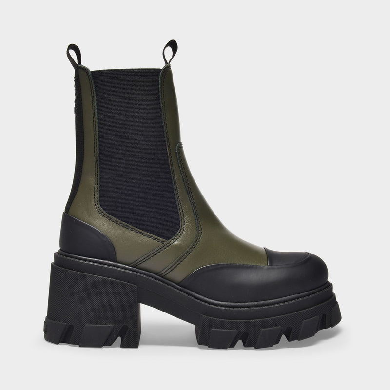 Ankle Boots in Green Leather