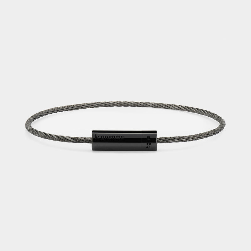 Le 5g Cable Bracelet in Black Polished Ceramic