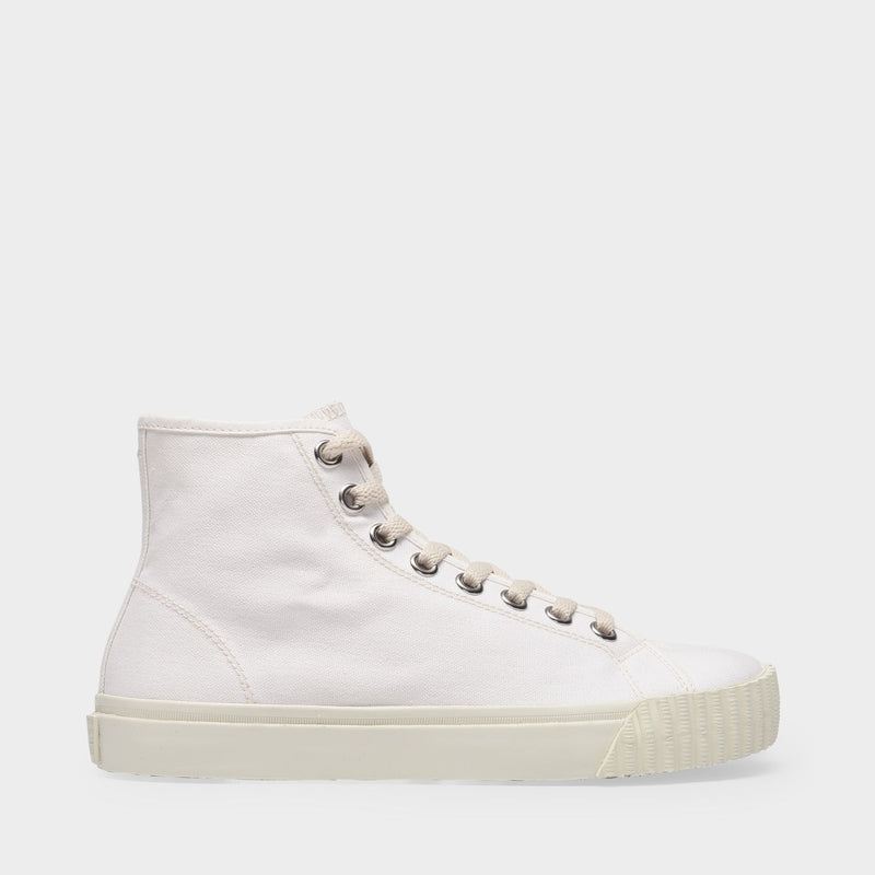 High Sneakers in White Cotton