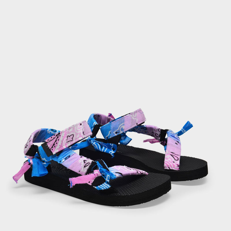 Trekky Sandals in Pink and Blue Canvas