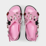 Fussbet Crossed Sandals in Pink Leather