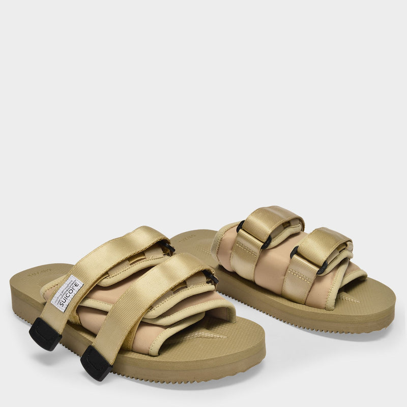 Moto-Cab Slides in Beige Nylon