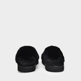 Clogs in Black Leather and Fur