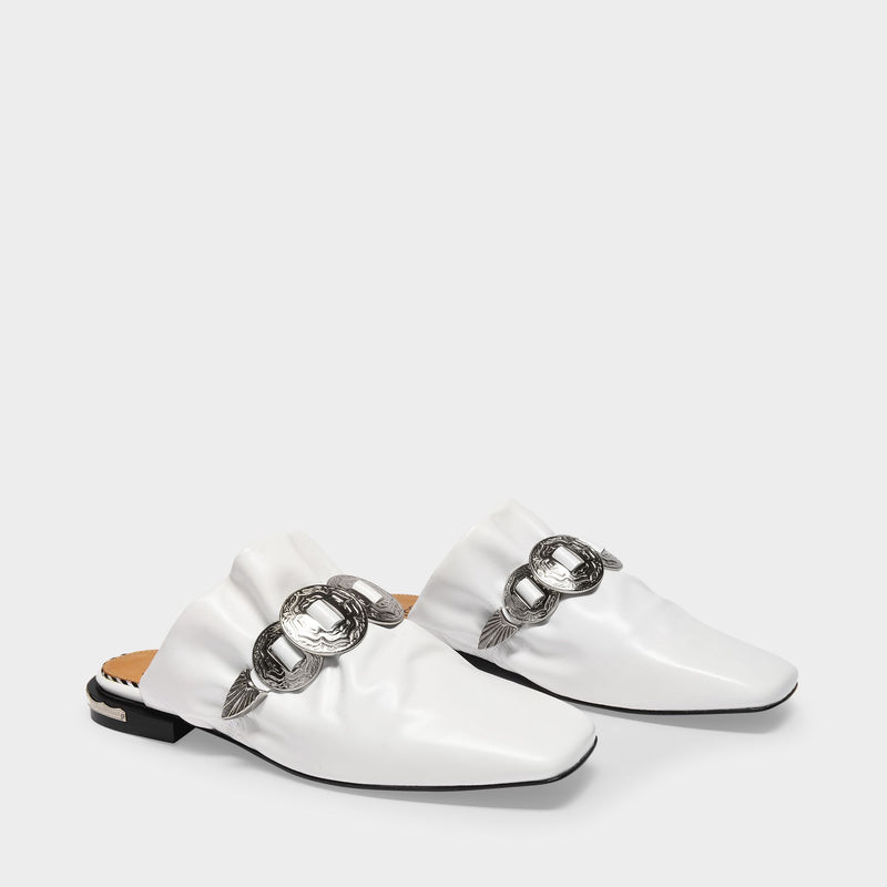 Slides in White Leather