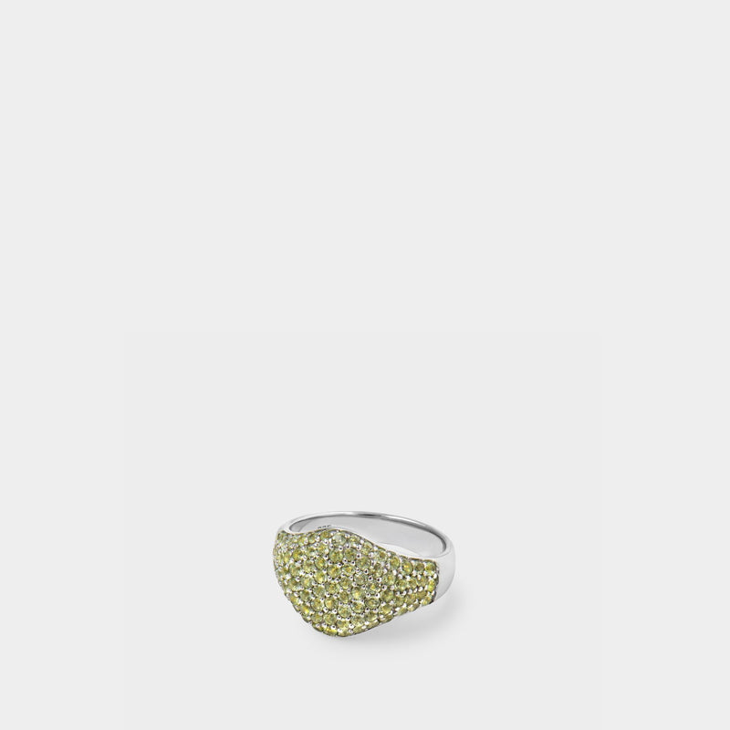 Mini Oval Cocktail Ring in Green and Silver