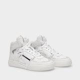 High-Top Sneaker in White Leather