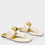 One Stud Sandals in White Leather
