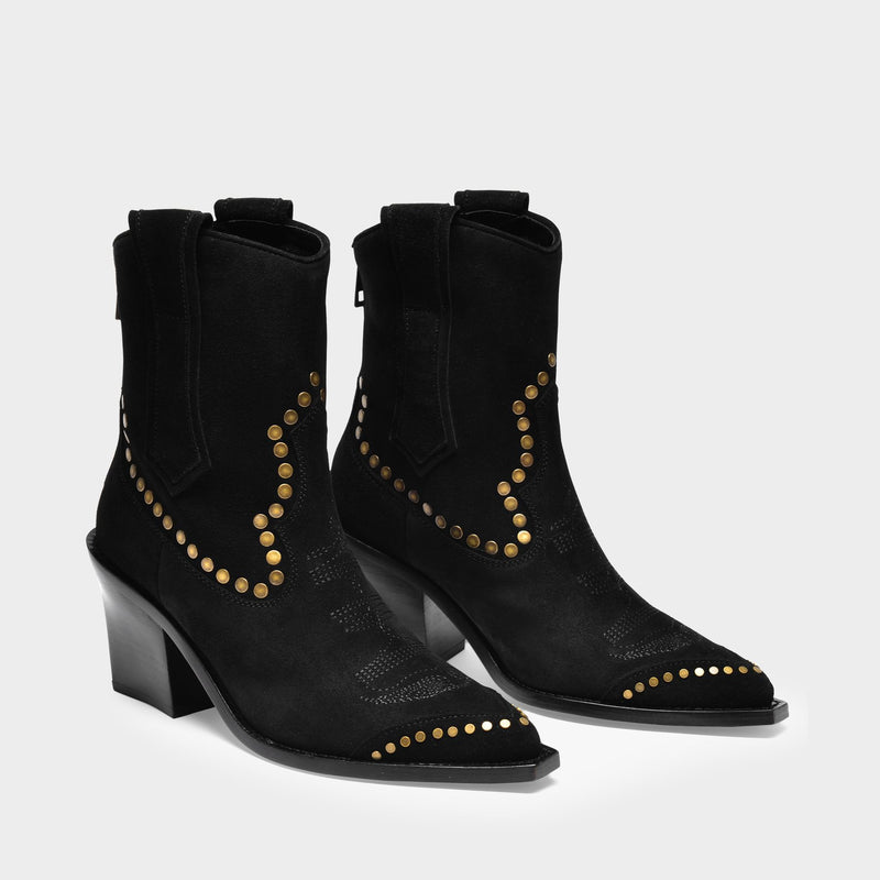 Cara Ankle Boots in Black Leather