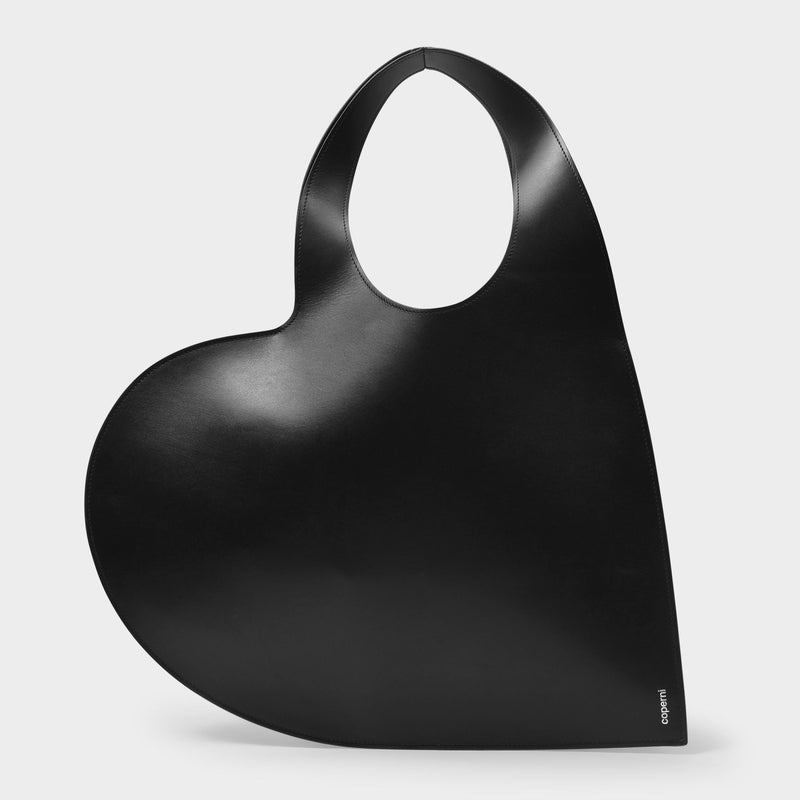 Heart Tote Bag in Black Leather