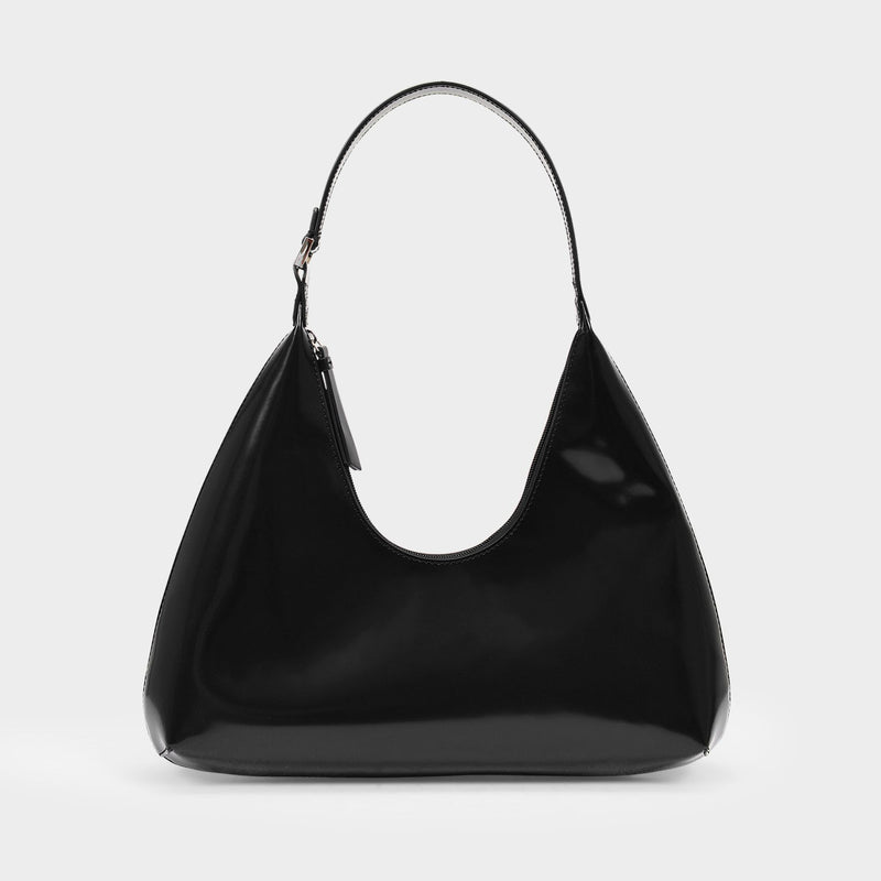 Amber Hobo Bag - By Far - Black - Patent Leather