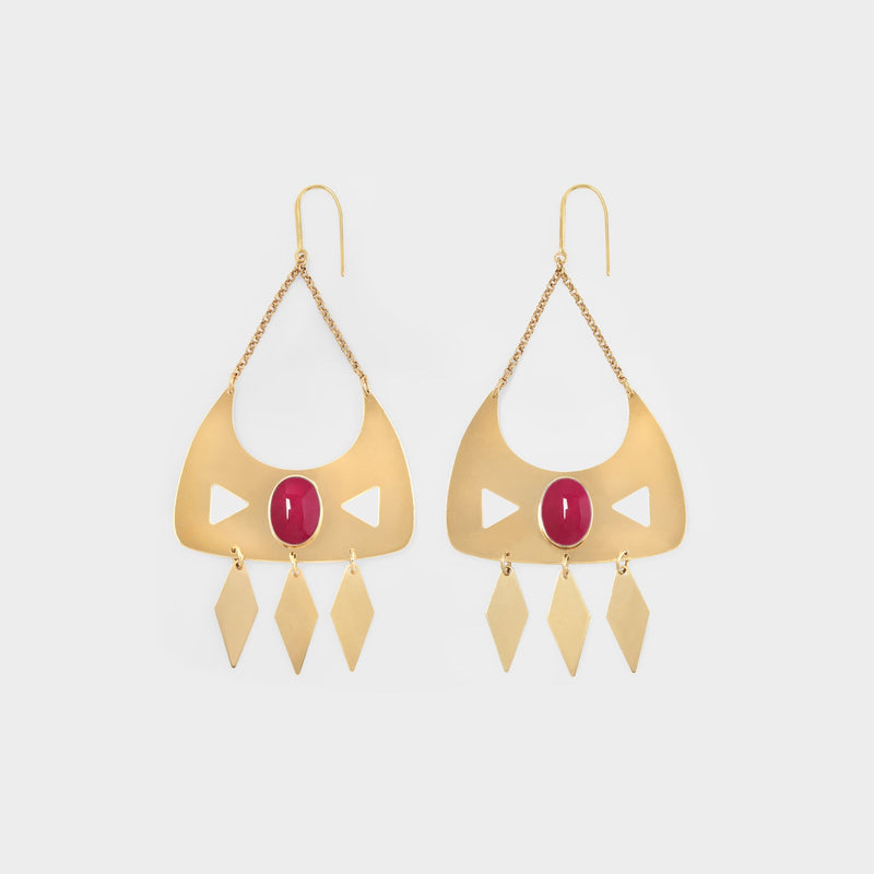 Earring in Pink Brass