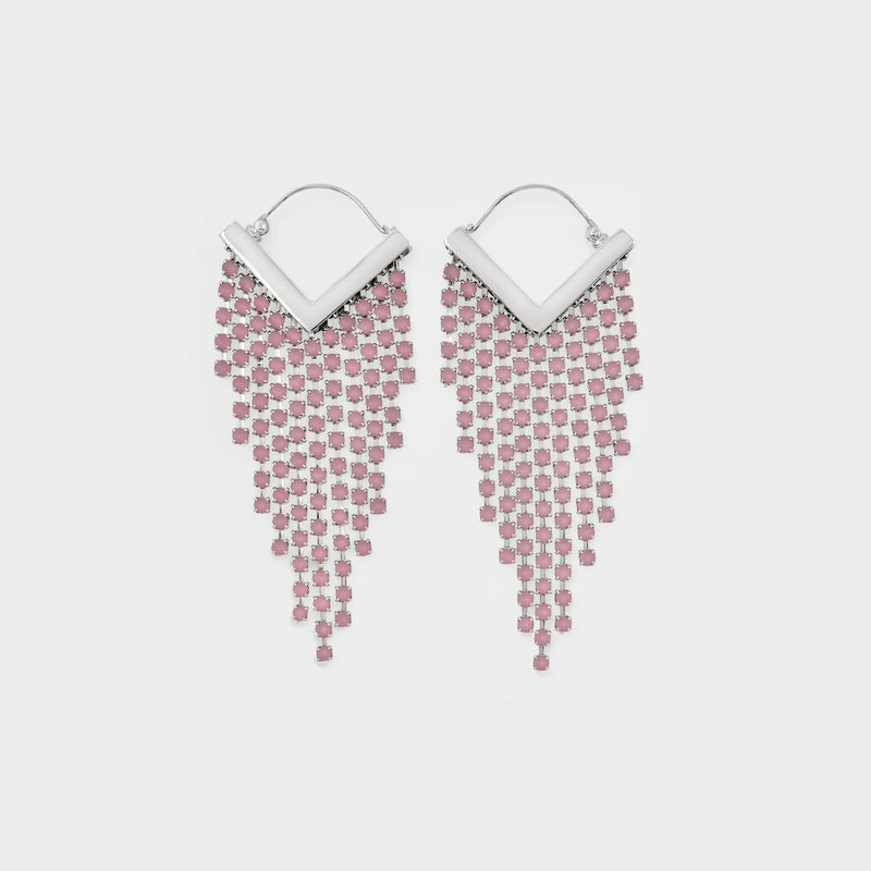 Earrings in Pink Brass and Glass