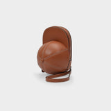 Midi Cap Bag in Brown Grained Leather