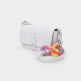 Tie Dye Chain Baguette Anchor Bag in White Leather