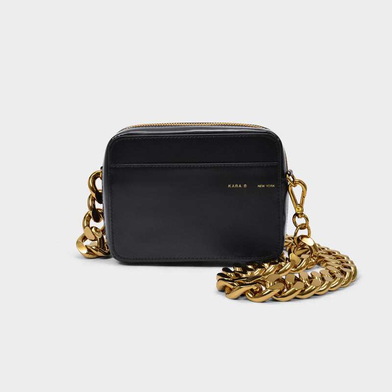 Chaine Camera Bag - Kara - Black/Gold - Leather