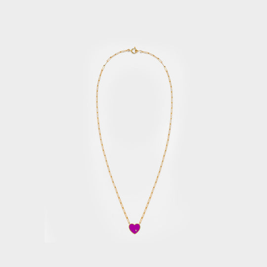 Small Solitary Heart Necklace in 9 carat gold and diamonds