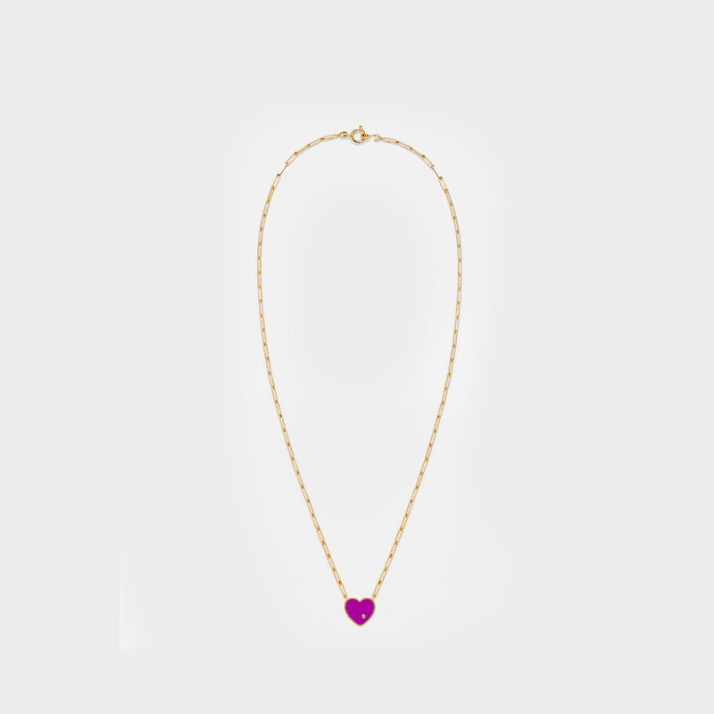 Small Solitary Heart Necklace in 9 carat gold and diamonds