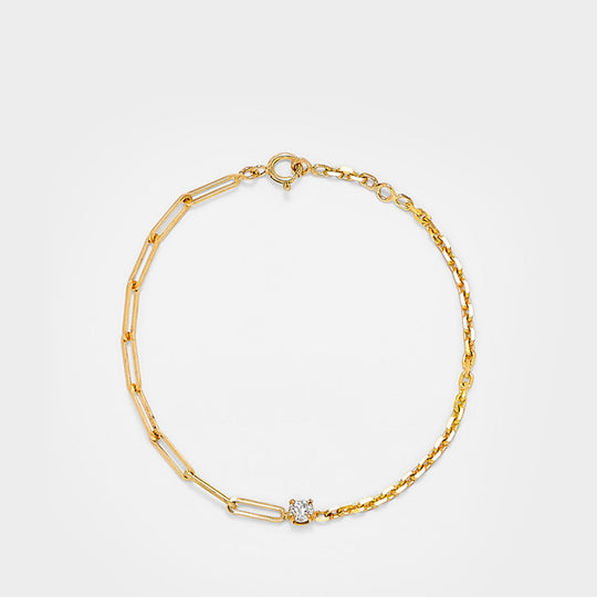 Gm Solitaire bracelet in 9 kt gold and round diamond