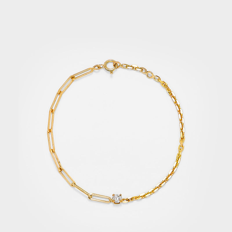 Gm Solitaire bracelet in 9 kt gold and round diamond