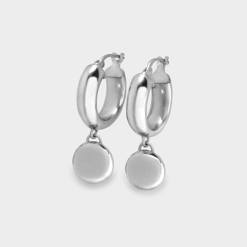 Circle Puff Huggies Earrings in Silver