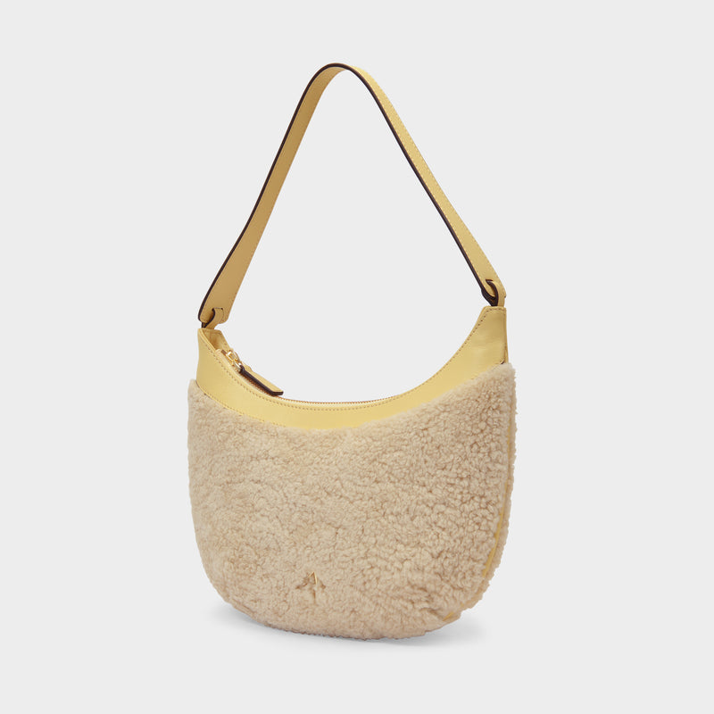 Mini Hobo Bag in Banana Shearling