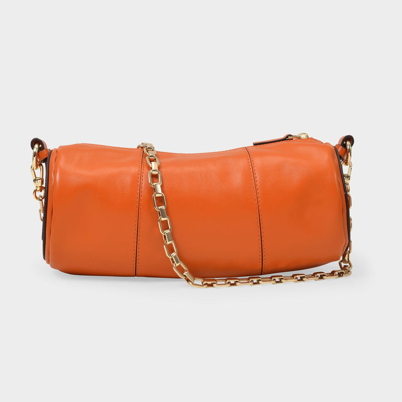 Cylinder Bag in Orange Leather