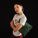 Prism Bag in Green Snake-Embossed Leather