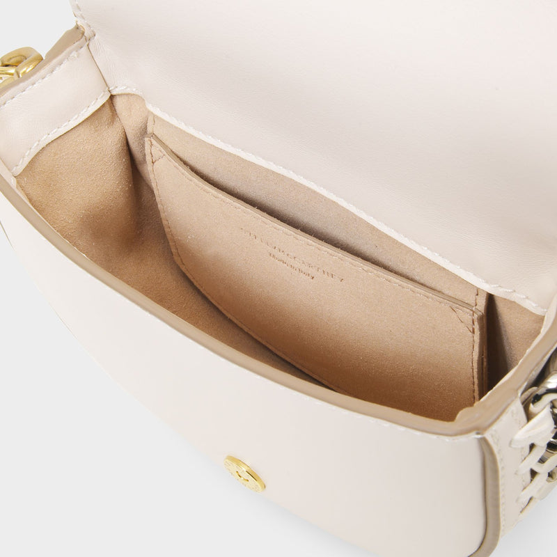 Small Flap Shoulder Bag in White Vegan Leather
