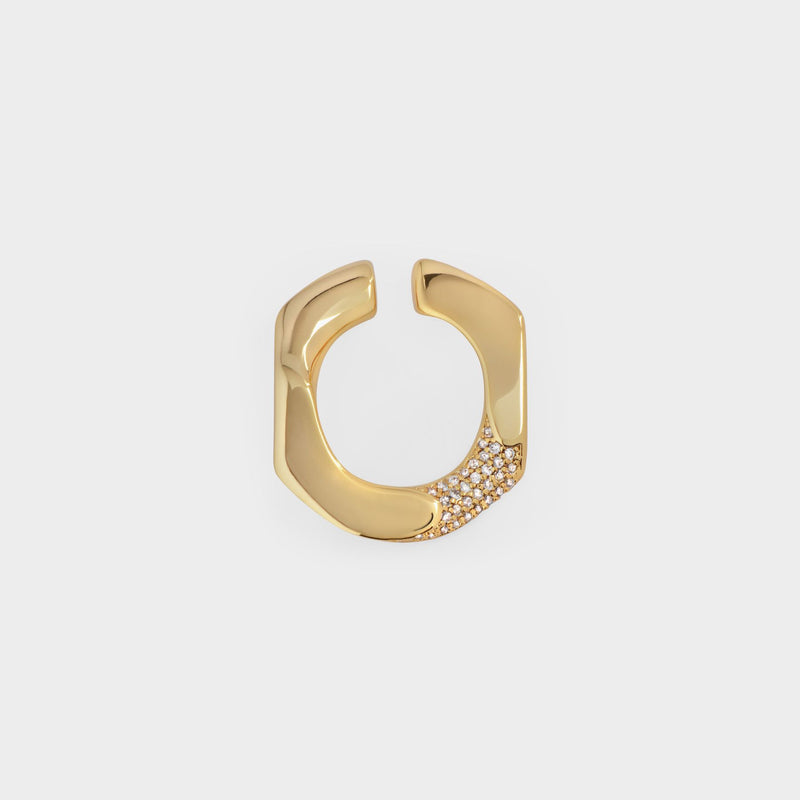 Pave Chain Unit Earcuff Medium in 14K Gold Plated Brass and Cubic Zircornia