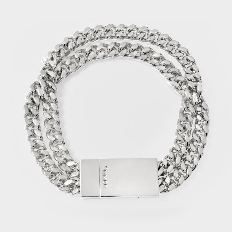 Double Chain Magnet Bracelet in Silver Plated Brass