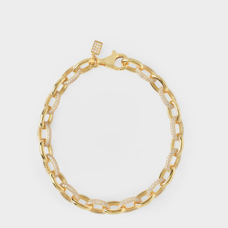 Pave Link Chain Bracelet in Gold