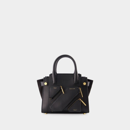 City Tote S Tote Bag - Off White - Black - Leather