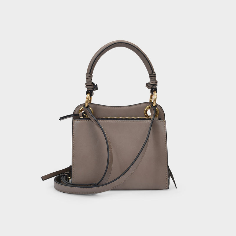 Handbag Tilda in Grey Grained Leather and Suede