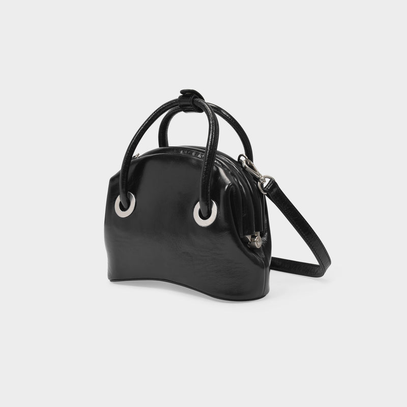 Circle Mini Bag in Black Leather