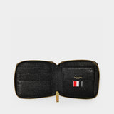Zipped Compact Wallet in Black Leather