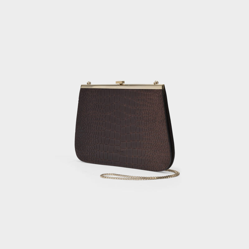 La Anouk Bag in Brown Croco Embossed Leather