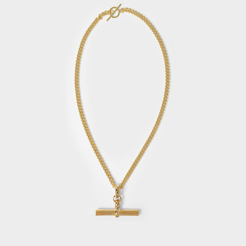 Gold T Bar Necklace On Plated Gold