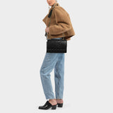 Fleming Convertible Shoulder Bag in Black Leather