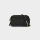 Fleming Double-Zip Mini Hobo Bag - Tory Burch -  Black - Leather