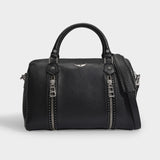 Medium Sunny Bag in Black Grained Leather and Studs